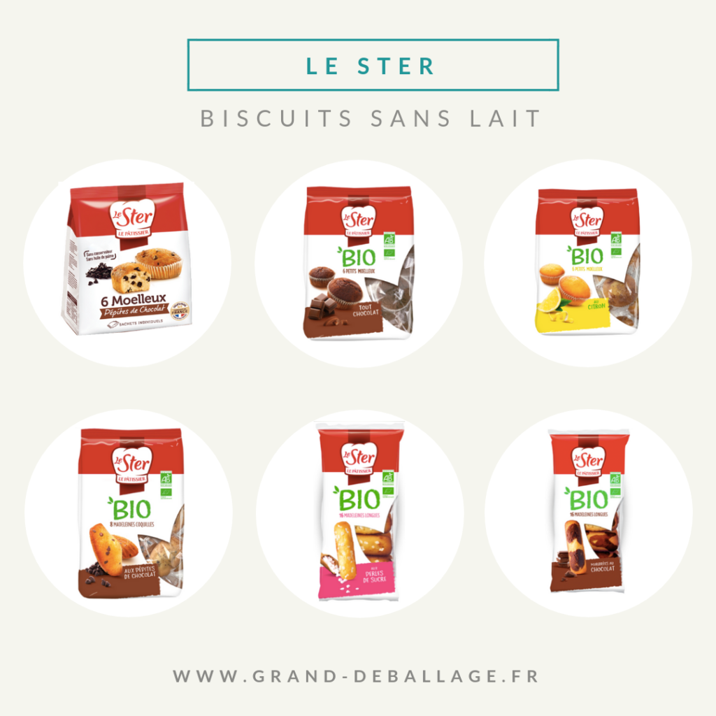 selection de gateaux sans lait de supermarche