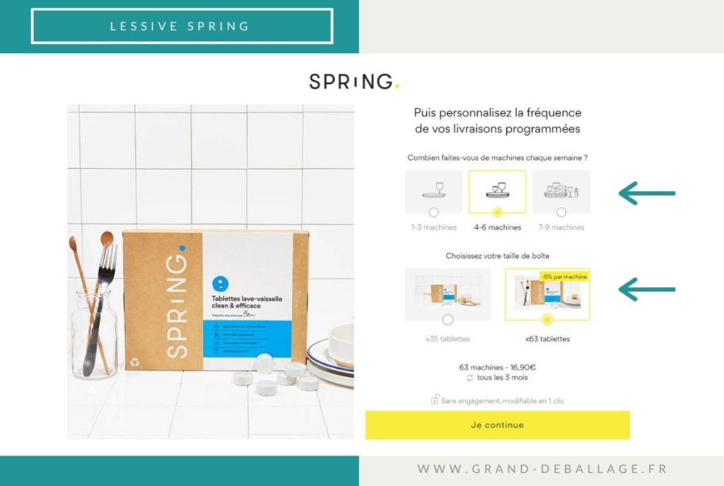 processus d'abonnement du site SPRING LESSIVE