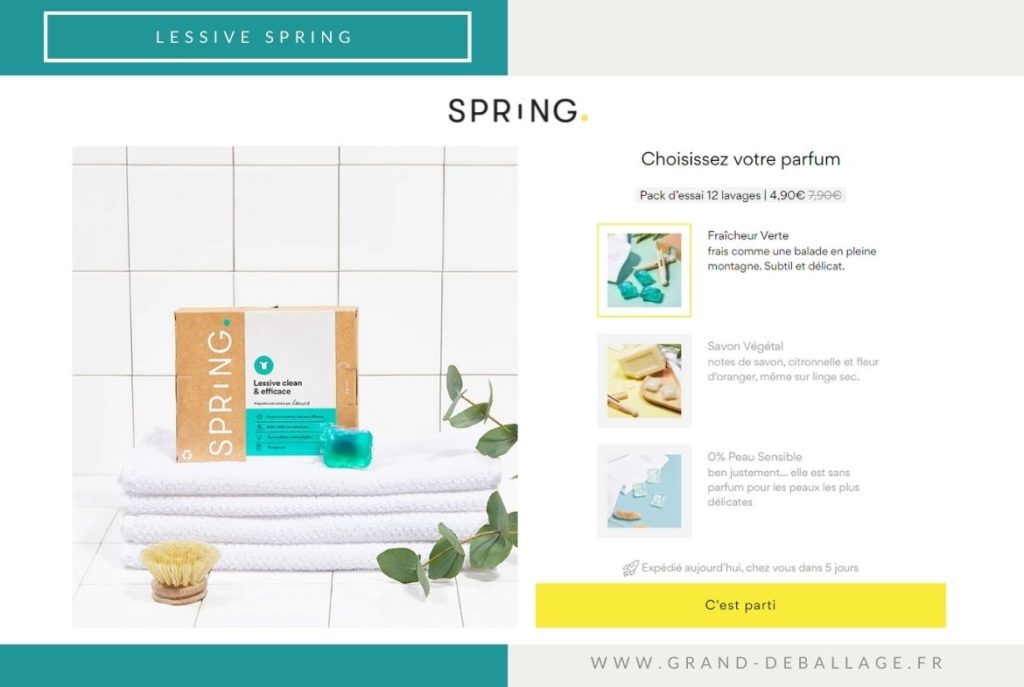 processus d'abonnement du site SPRING LESSIVE