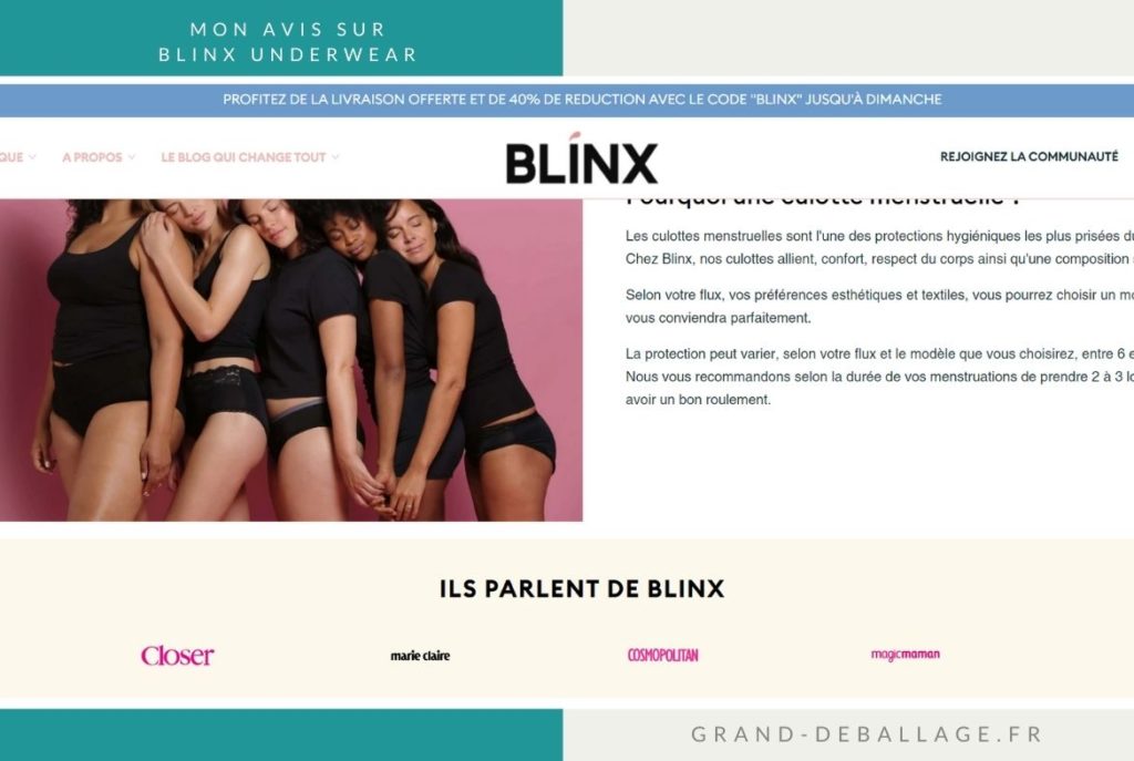 MON AVIS SUR BLINX CULOTTES MENSTRUELLES