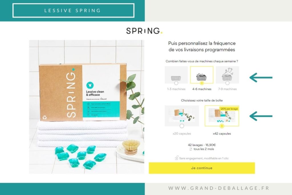 processus d'abonnement du site SPRING LESSIVE