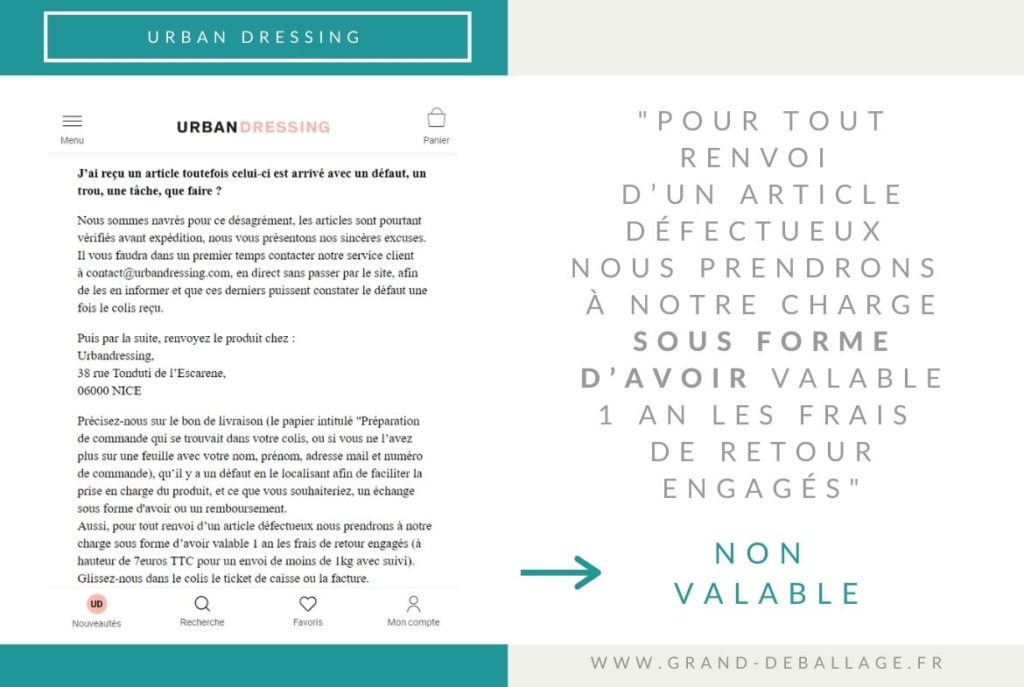 URBAN DRESSING RETOURS ET REMBOURSEMENT