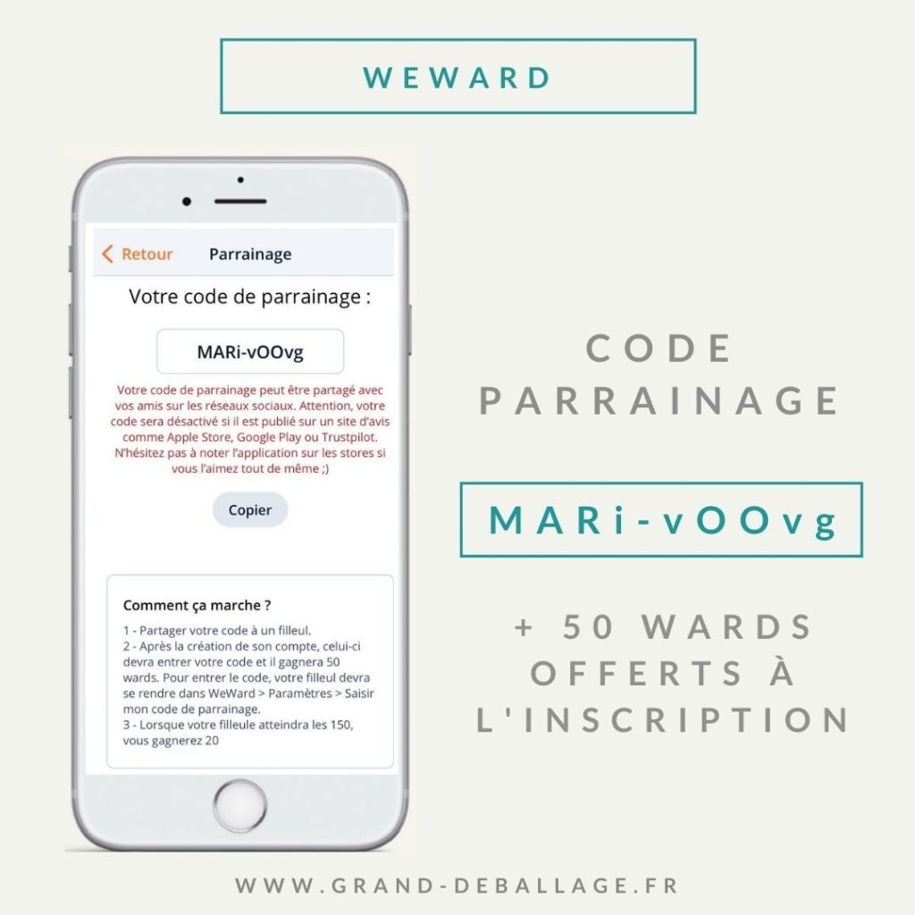 code promo parrainage we ward application