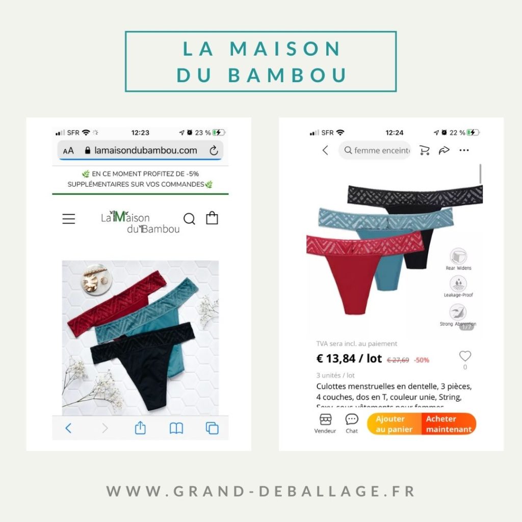 AVIS LA MAISON DU BAMBOU CULOTTES MENSTRUELLES ALIEXPRESS