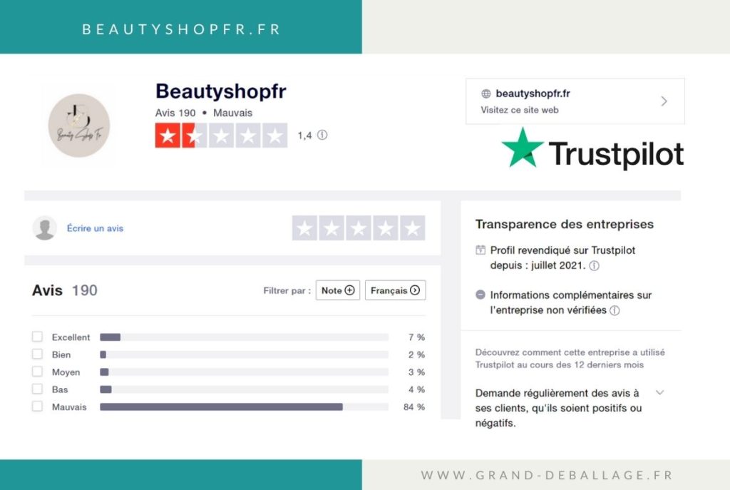 AVIS BEAUTY SHOP TRUSTPILOT