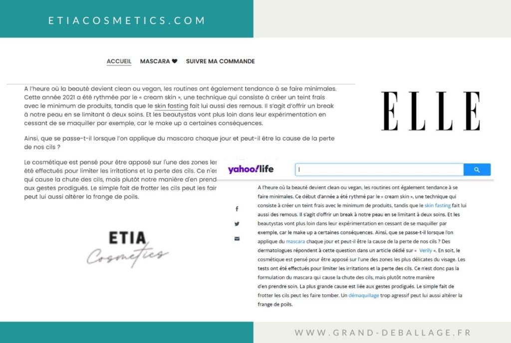 AVIS MARQUE ETIA COSMETICS